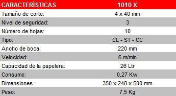 Especificaciones destructora Yosan 1010 X